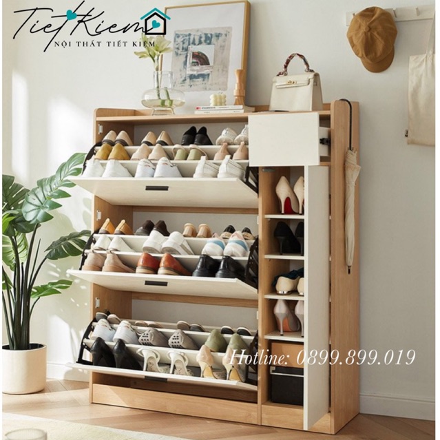 Tủ đựng giày thông minh vân gỗ sồi dùng làm kệ giày chứa nhiều giầy dép đã lắp sẵn hạn chế trầy NTTK TG111999