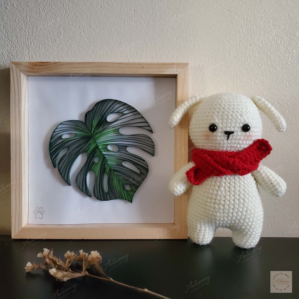 Gấu bông len handmade Chú chó trắng Snow puppy - Amigurumi - Quà tặng cho bé, quà tặng sinh nhật, ...