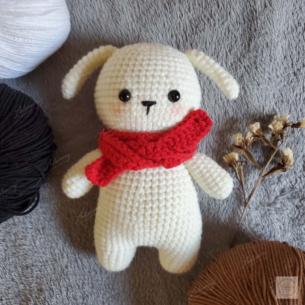 Gấu bông len handmade Chú chó trắng Snow puppy - Amigurumi - Quà tặng cho bé, quà tặng sinh nhật, ...