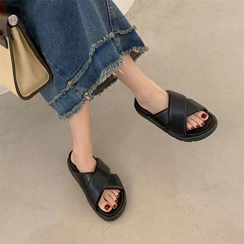 Dép xỏ ngón đế dày dép nữ bánh mì đáy dày dép thời trang nữ