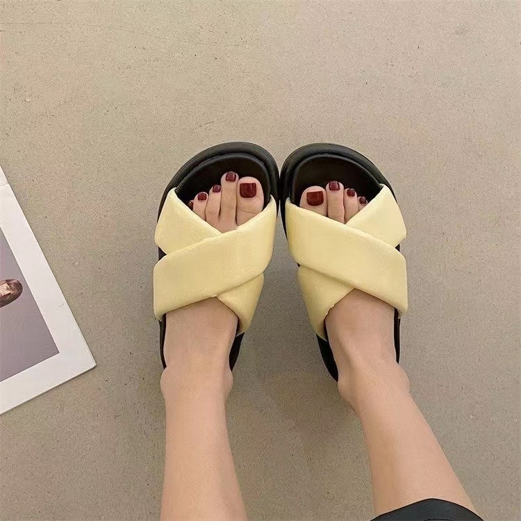 Dép xỏ ngón đế dày dép nữ bánh mì đáy dày dép thời trang nữ