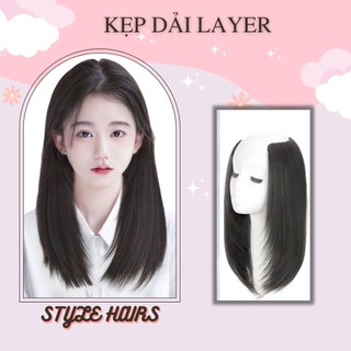 Tóc giả kẹp chữ U nửa đầu làm dày tóc xoăn layer- Tóc kẹp phím nửa đầu xoăn nhẹ dài 40cm 10