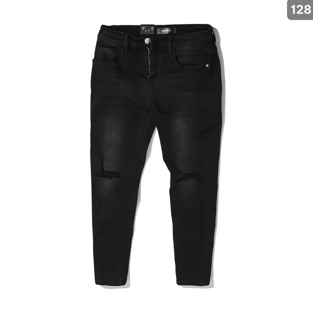 𝐐𝐮𝐚̂̀𝐧 𝐉𝐞𝐚𝐧𝐬 dài Mã_128_1, fom slim, gam màu Đen rách gối, năng động trẻ trung, co giãn dễ phối đồ, PAPAZI