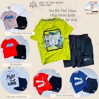 Set bộ thun lạnh thể thao cho bé trai từ 2 tuổi đến 7 tuổi, xuất xịn, chất thun bao đẹp, túi zip xịn xò