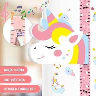 Thước đo chiều cao kèm sticke trang trí cho bé- decal dán tường