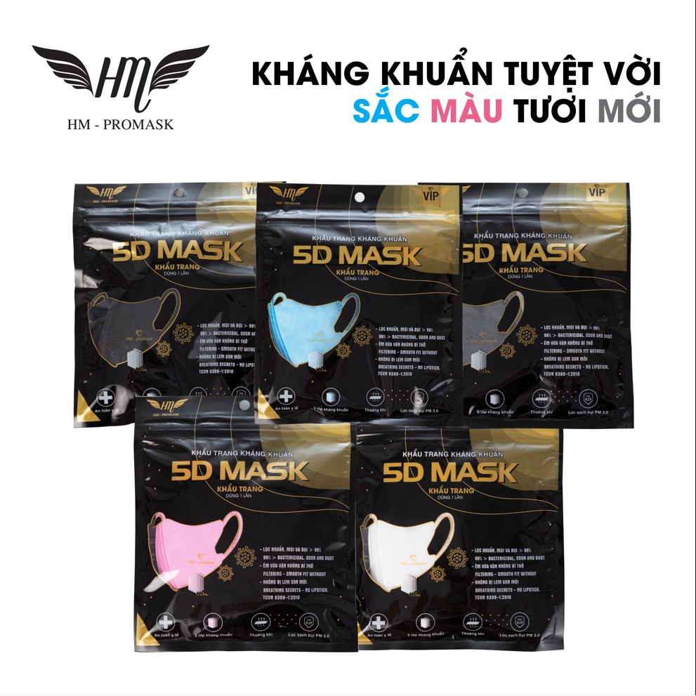 Thùng 100 Cái Khẩu Trang 5D HM Pro Mask 3 Lớp