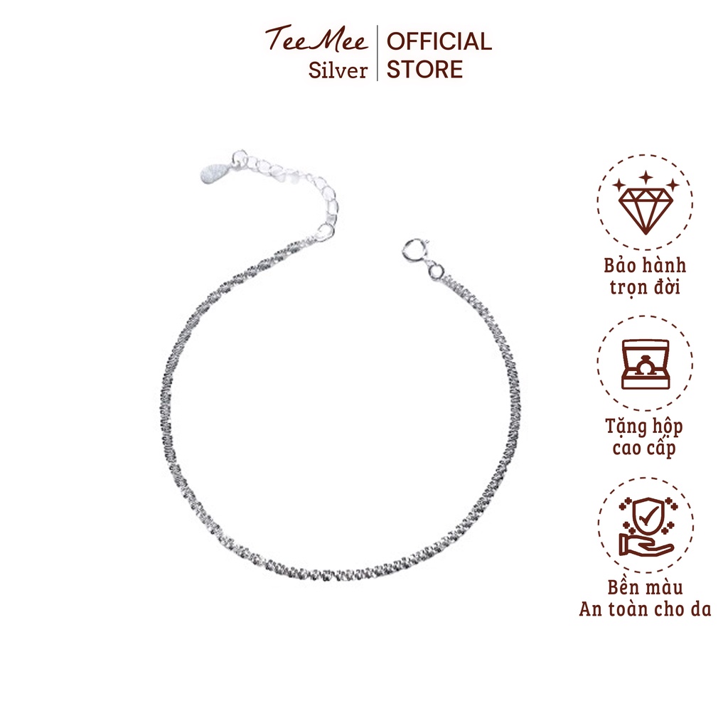 Lắc tay bạc nữ 925 cao cấp, vòng tay nữ bạc lấp lánh đơn giản TeeMee - T015