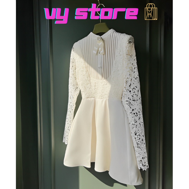 Váy tafta phối ren - dập ly ngưc
