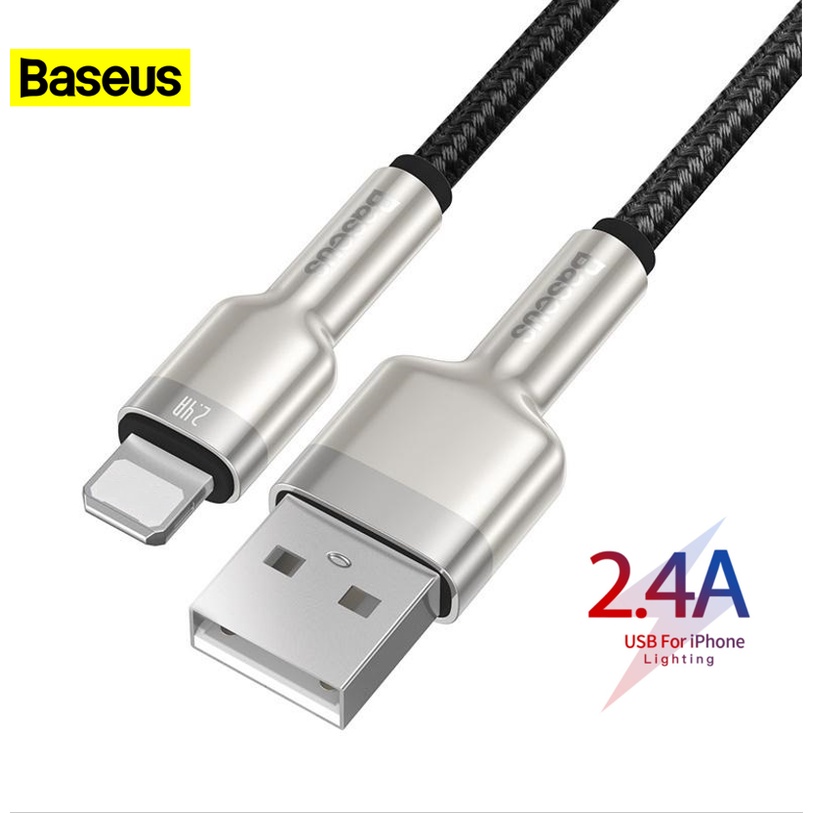Cáp sạc nhanh Baseus Cafule Metal Dây bọc dù dài 1m 2m truyền dữ liệu cho iphone 8 x xmax 11 12 promax.