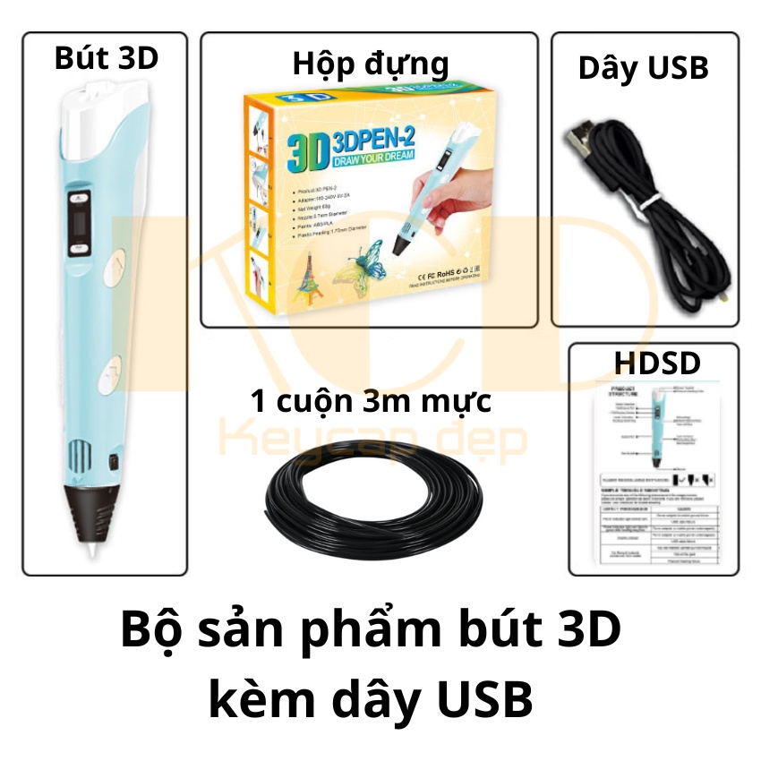 Bút 3D [Hàng xịn và có bảo hành 1 tháng ], bút vẽ 3D giúp bé thêm sáng tạo, tu duy hình học không gian tốt