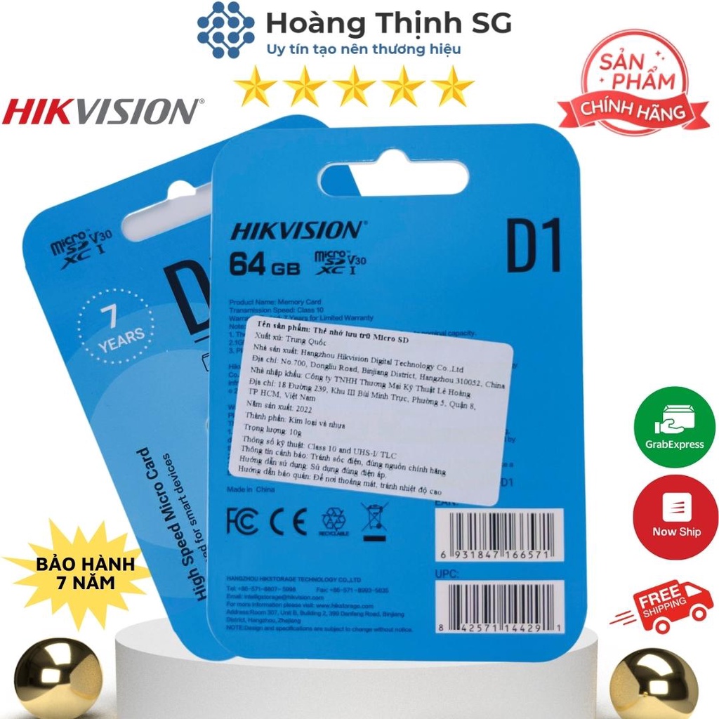 Thẻ nhớ 64GB 32GB microSD Hikvision D1, thẻ nhớ 64GB microSD cho camera - Hàng chính hãng | BigBuy360 - bigbuy360.vn