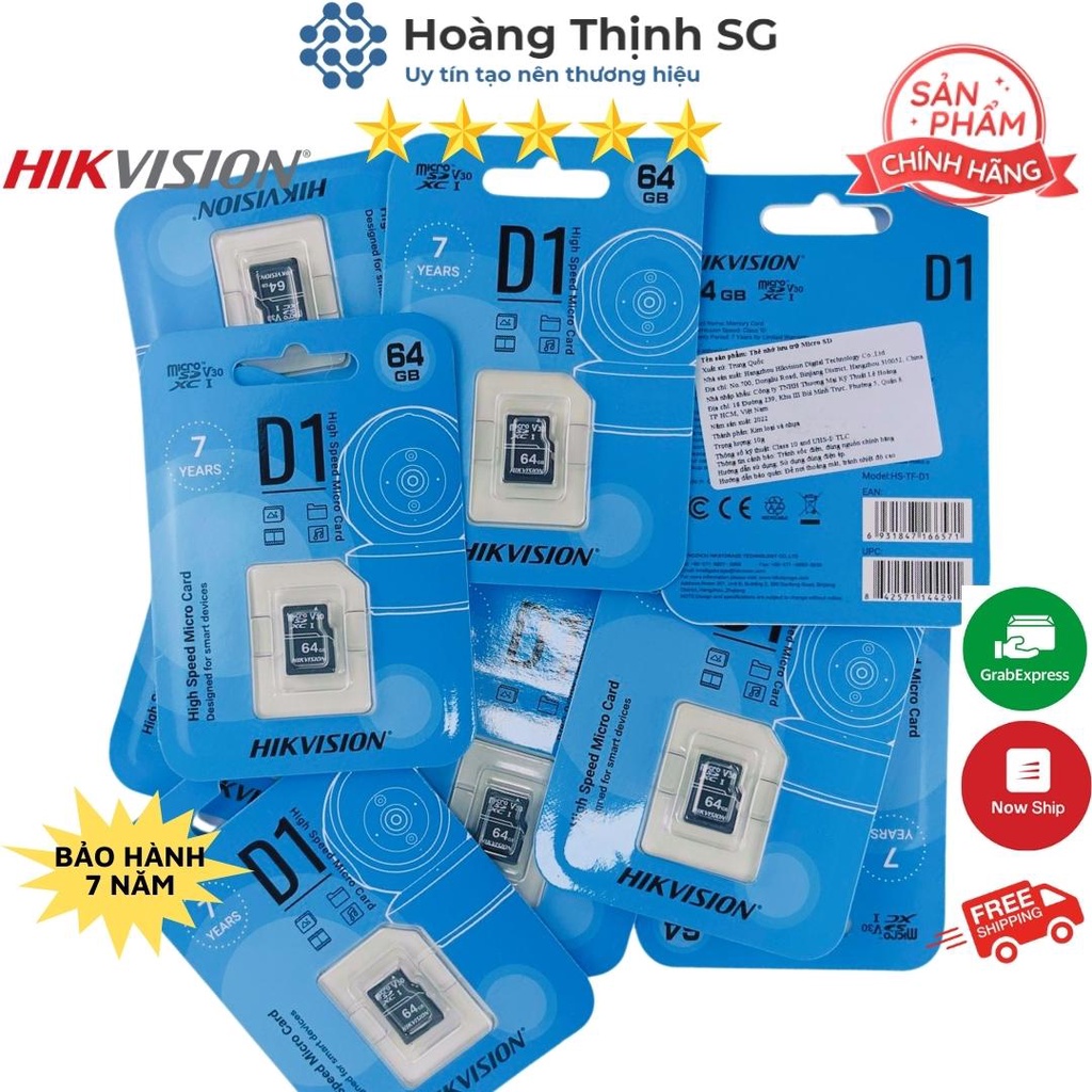 Thẻ nhớ 64GB 32GB microSD Hikvision D1, thẻ nhớ 64GB microSD cho camera - Hàng chính hãng | BigBuy360 - bigbuy360.vn