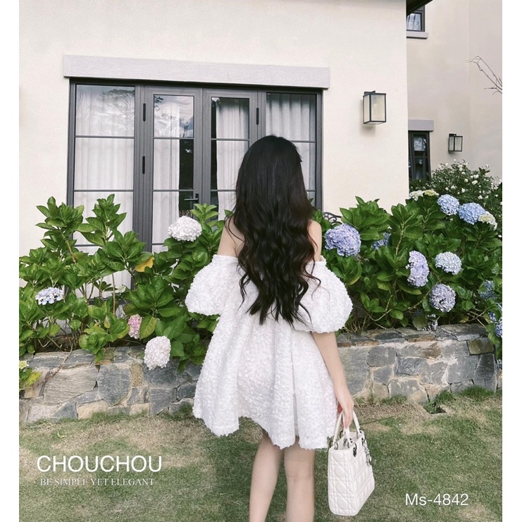 Đầm suông bẹt vai bông xù 2 lớp siêu đẹp hàng chuẩn-pl29