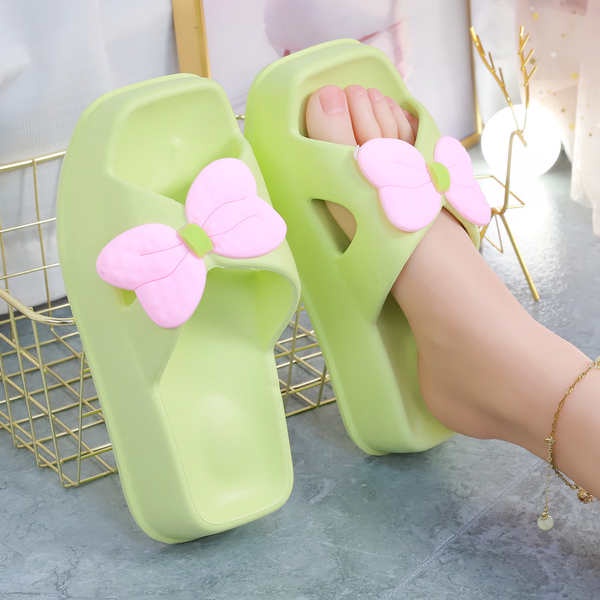 Dép lê đế dày đáng yêu trái tim cô gái nơ bướm dép bánh mì