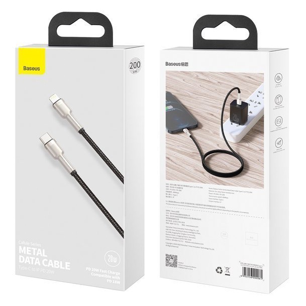 Cáp sạc nhanh 20W Baseus Cafule Metal dây dù siêu bền cho IP13 14 11 12