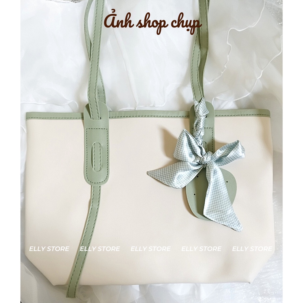 Túi tote nữ đeo vai kèm khăn nơ tiểu thư thời trang cao cấp