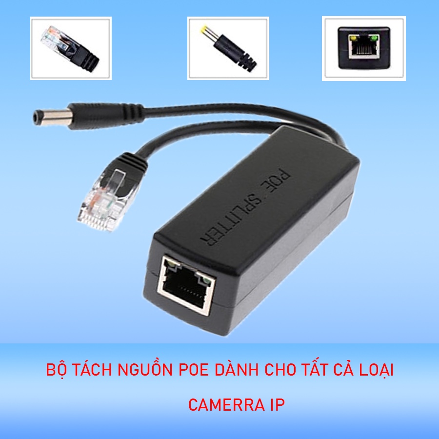 Bộ tách tín hiệu POE Splitter Bktech Tách POE 48v ra 12v - chuyên dụng cho tất cả các dòng camera IP