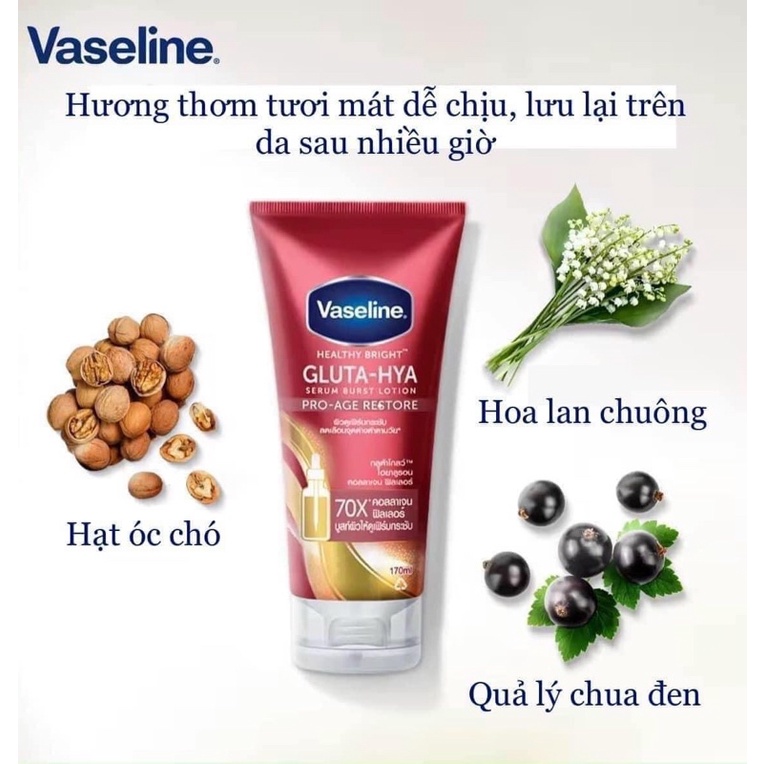 ỮA DƯỠNG THỂ SIÊU TRẮNG 70X COLLAGEN VASELINE GLUTA HYA 300 ML