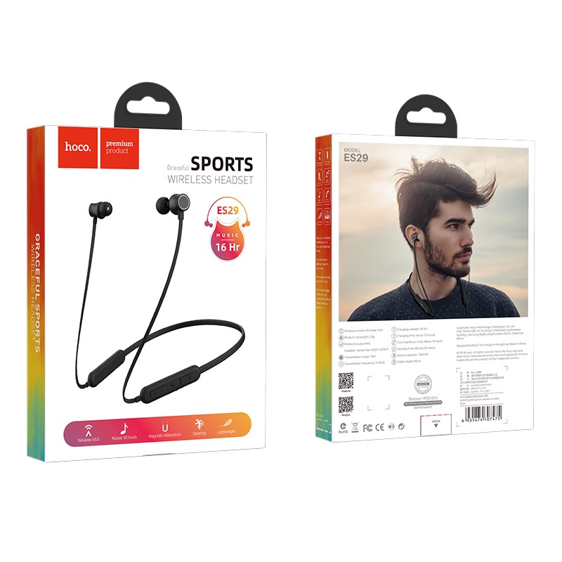 Tai Nghe Thể Thao Bluetooth Choàng Cổ - Hoco ES29 - Tai Nghe Nhét Tai Nghe Nhạc, Đàm Thoại Liên Tục Tới 16H [CHÍNH HÃNG]