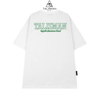  Áo thun unisex Áo thun TALISMAN T04 in chữ xanh nổi bật white black 