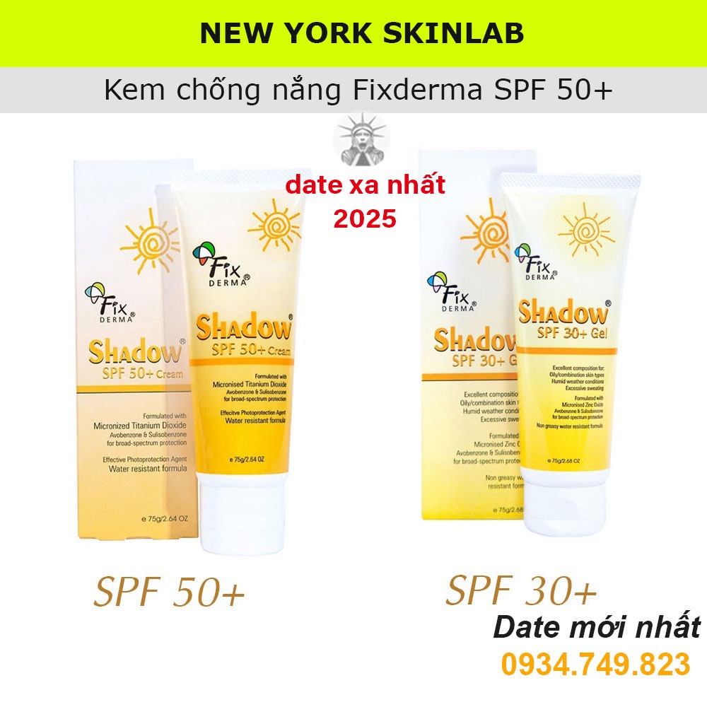 Kem chống nắng Fixderma Shadow SPF 50+ và 30+ (75g) - finish cực đẹp bản xtay và cty