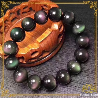 Vòng Tay Phong Thủy Đá Núi Lửa Obsidian Vân Ánh Cầu Vồng Tự Nhiên, Vòng Tay Thời Trang Cao Cấp - Tâm Phong Thủy