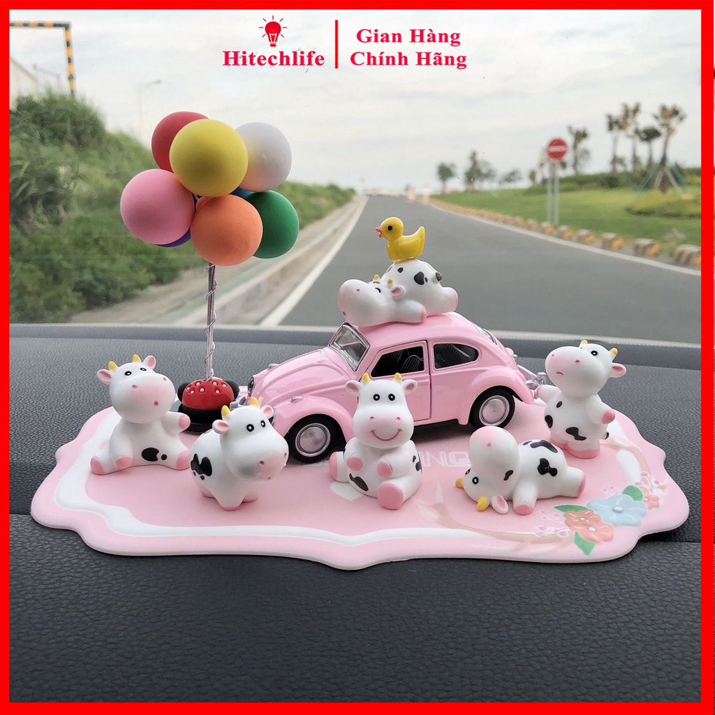 Đồ Trang Trí Ô Tô Bàn Làm Việc Set 6 Bò Trắng Siêu Cute Decor Phòng Ngủ Bàn Học - Phụ Kiện Xe Hơi Hitechlife Cao Cấp