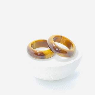 Nhẫn đá phong thủy mat ho vàng bản 6 mm thiên nhiên 100% - phù hợp phong thủy với mệnh kim, mệnh thổ