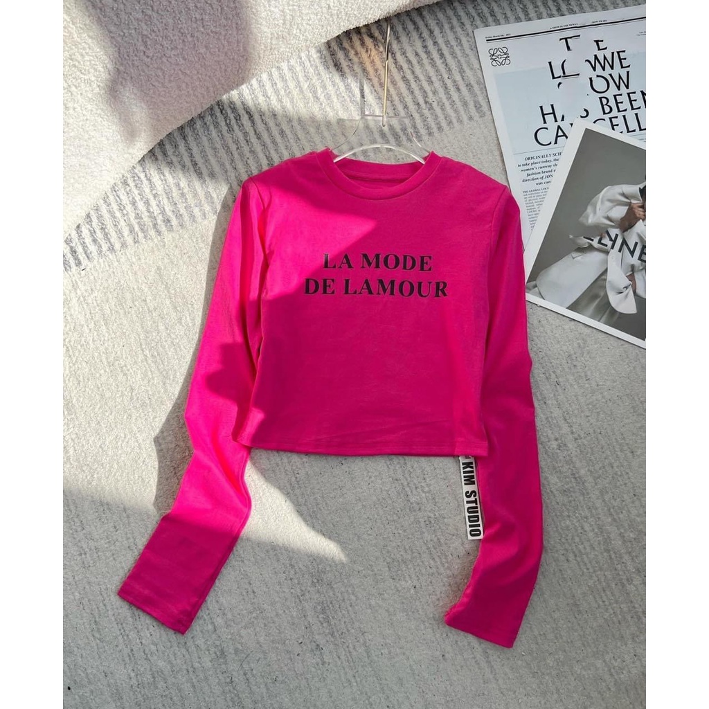 Áo Thun Tay Dài 3 Màu Cho Nữ,Fom ngắn -LucKy