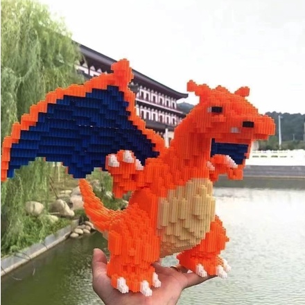 Xếp hình pokemon charizard khủng long lửa size to 42cm đồ chơi xếp hình nano 3d cho bé chuẩn mẫu