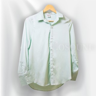 COSOUNI - Áo Sơ Mi Lụa Nữ Màu Xanh Mint