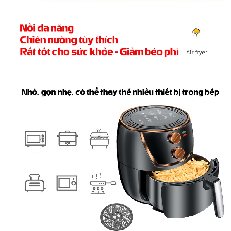 Nồi Chiên Không Dầu KAW, Công Suất Lớn, Dung Tích 7L, Bảo Hành 12 Tháng