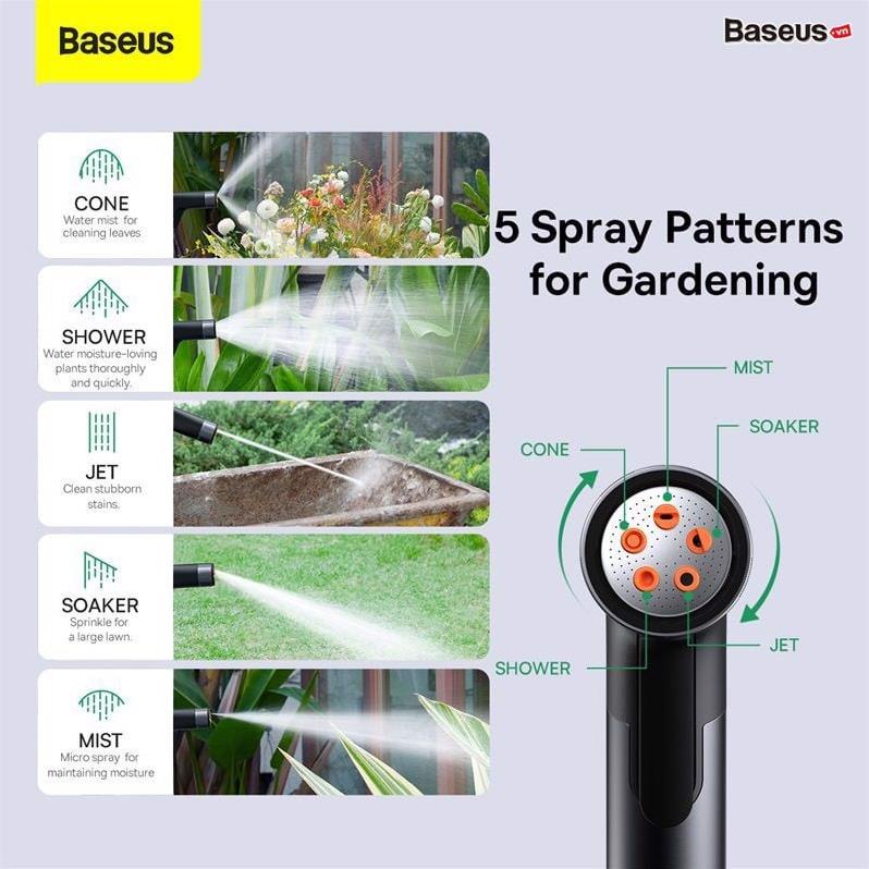 Bộ Vòi Xịt Tăng Áp Dùng Rửa Xe Hơi Baseus GF4 Horticulture Watering Spray Nozzle