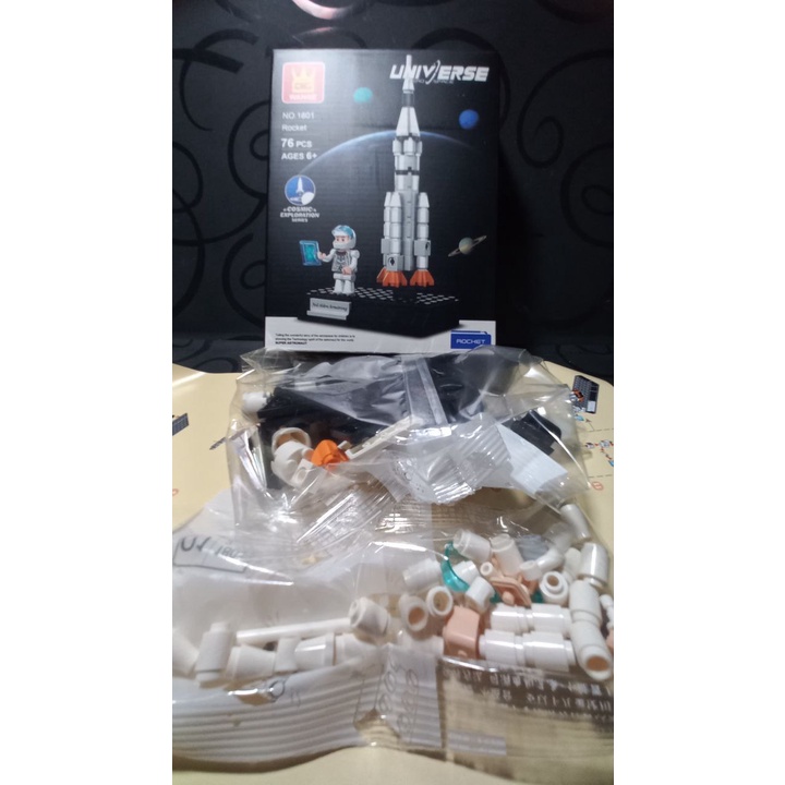 07050 Đồ Chơi Giáo Dục, Bộ Lego Xếp Hình Phi Hành Gia, Lego Mini 70+ PCS