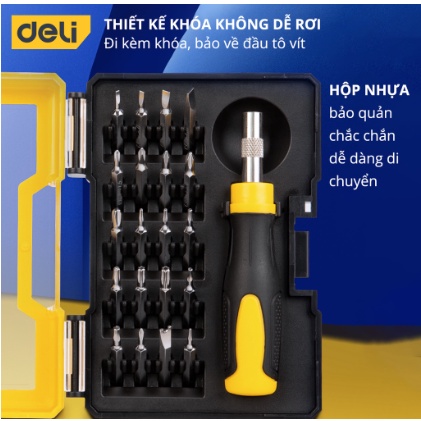 Bộ Tua Vít Sửa Chữa Đa Chức Năng Deli 20 Đầu Vít Cao Cấp - Chất Liệu Siêu Bền, Thiết Kế Gọn Nhẹ Tinh Tế