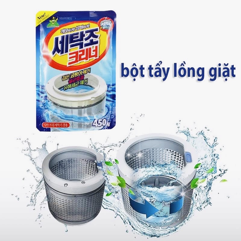 Bột tẩy vệ sinh lồng máy giặt cửa ngang cửa trên sạch hiệu quả