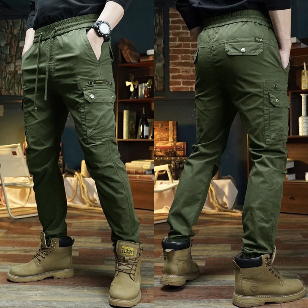 Quần Jogger túi hộp , Jogger kaki  vải kaki hàn dày dặn, túi hộp đôi đóng khuy có nắp túi 4 màu-