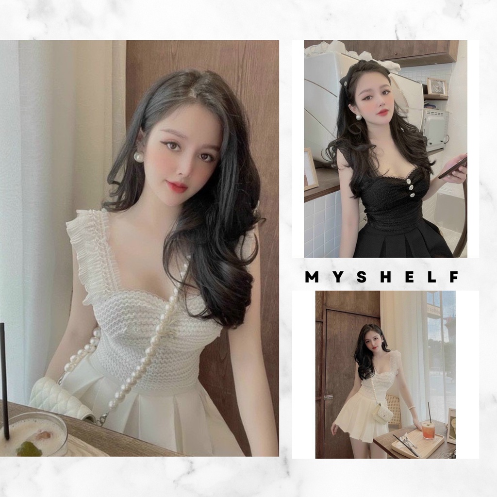 Áo bra ren cánh tiên viền bèo đính ngọc tiểu thư sang chảnh, áo kiểu nữ đẹp hot nhất 2023 (có sẵn - miễn ship)