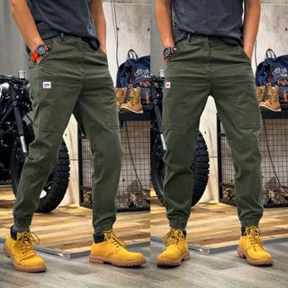 Quần Jogger nam kaki khoá kéo lưng thun 6 túi phong cách thể thao khoẻ khoắn
