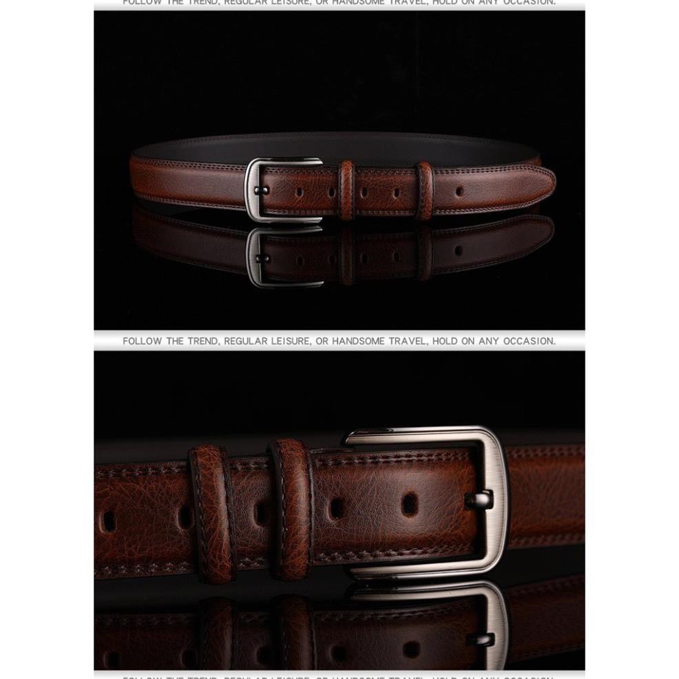 Thắt lưng dây nịt nam da bò cao cấp phong cách công sở Hàn Quốc khóa chốt kim loại sang trọng Giisel01