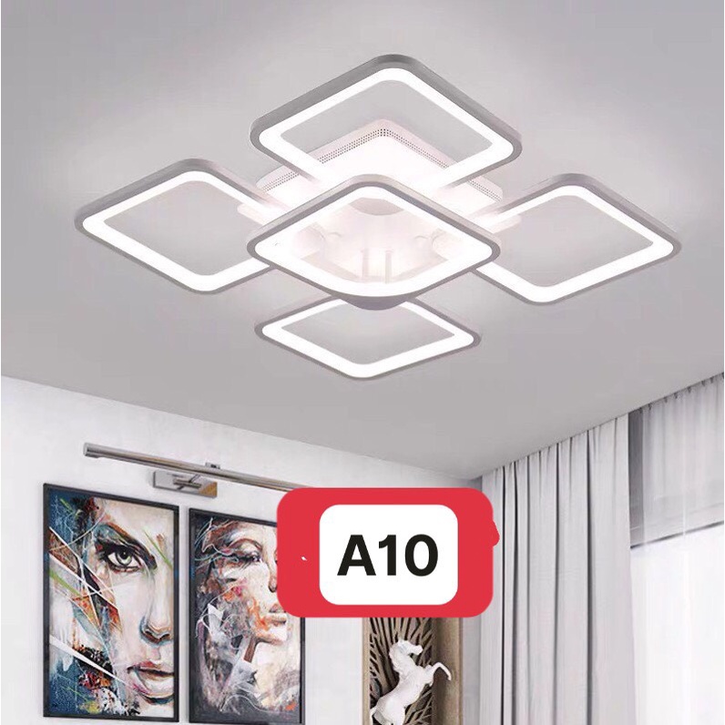 Đèn trần trang trí phòng khách LED 8 cánh vuông 3 chế độ màu có điều khiển lighthouse