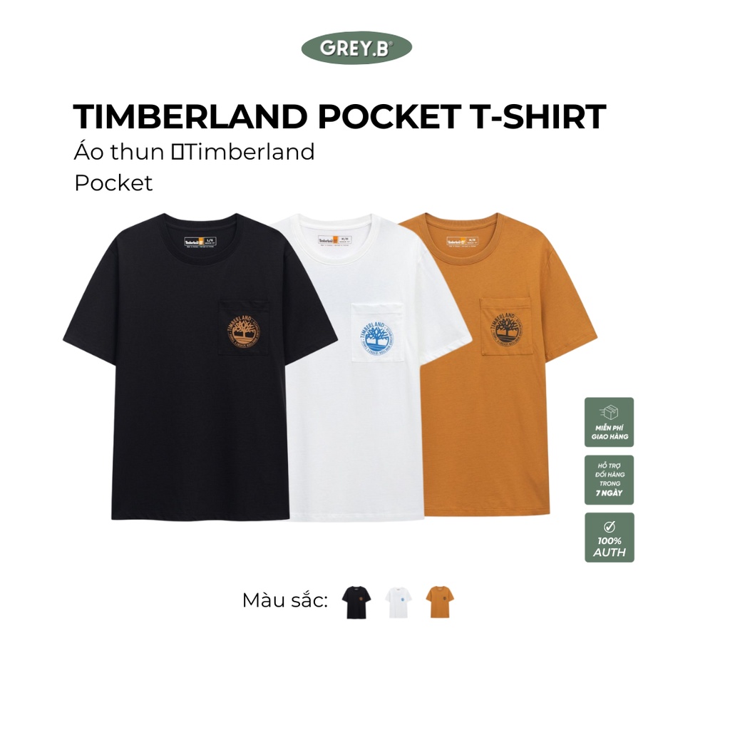 Áo Thun Tay Lỡ Timberland Tshirt Pocket GREYB Unisex Phong Cách Mỹ