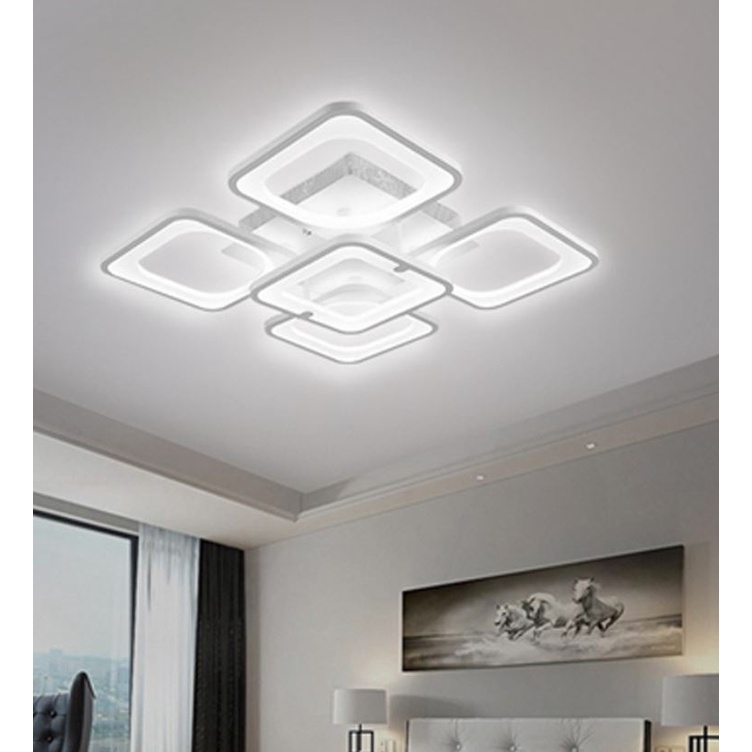 Đèn trần trang trí phòng khách LED 8 cánh vuông 3 chế độ màu có điều khiển lighthouse