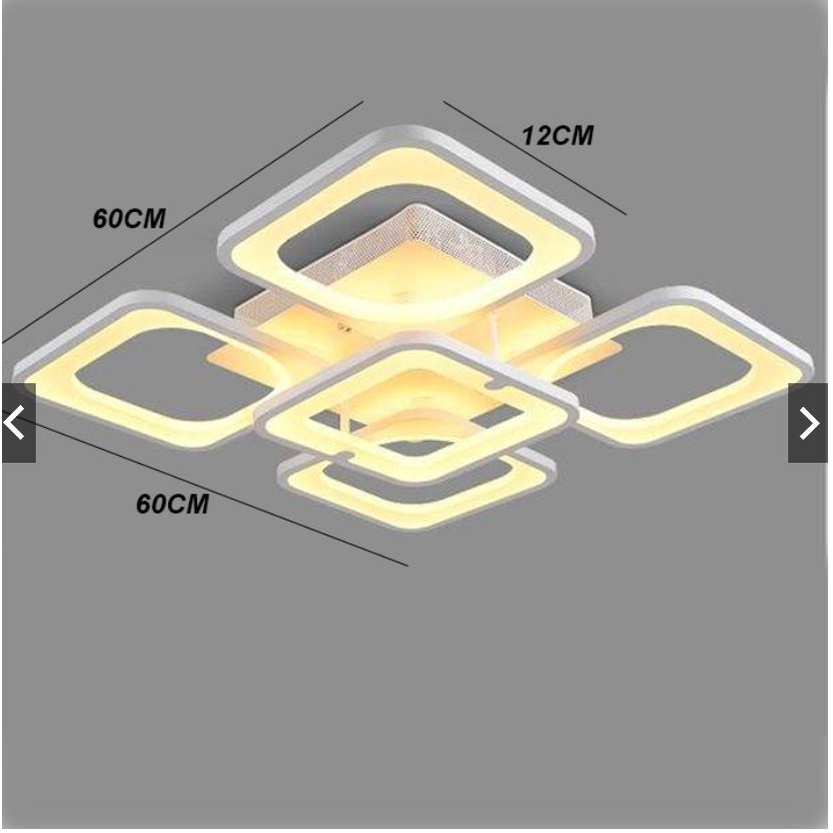 Đèn trần trang trí phòng khách LED 8 cánh vuông 3 chế độ màu có điều khiển lighthouse