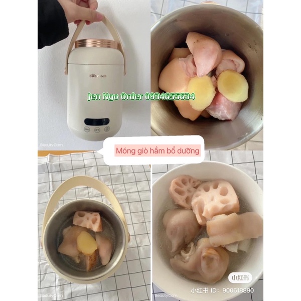 Nồi ủ cháo, hầm canh, chưng yến đa năng Bear 0,8l DRG-P08D1