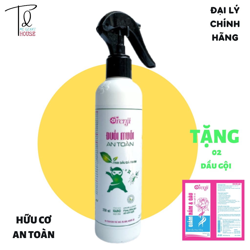 Bình xịt đuổi muỗi,chống côn trùng tinh dầu sả chanh cho bé ORENJI 250ml