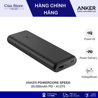 Sạc dự phòng Anker A1275 PowerCore Speed 20000mAh, Sạc nhanh PD 24W cực nhanh, cực bền bỉ | Bảo hành 12 tháng
