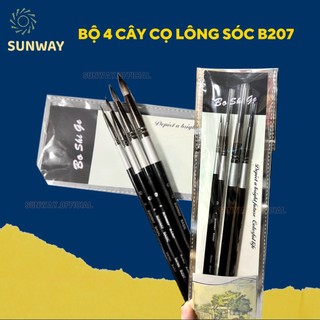 Bộ cọ vẽ màu nước sunway b207 - cọ lông sóc