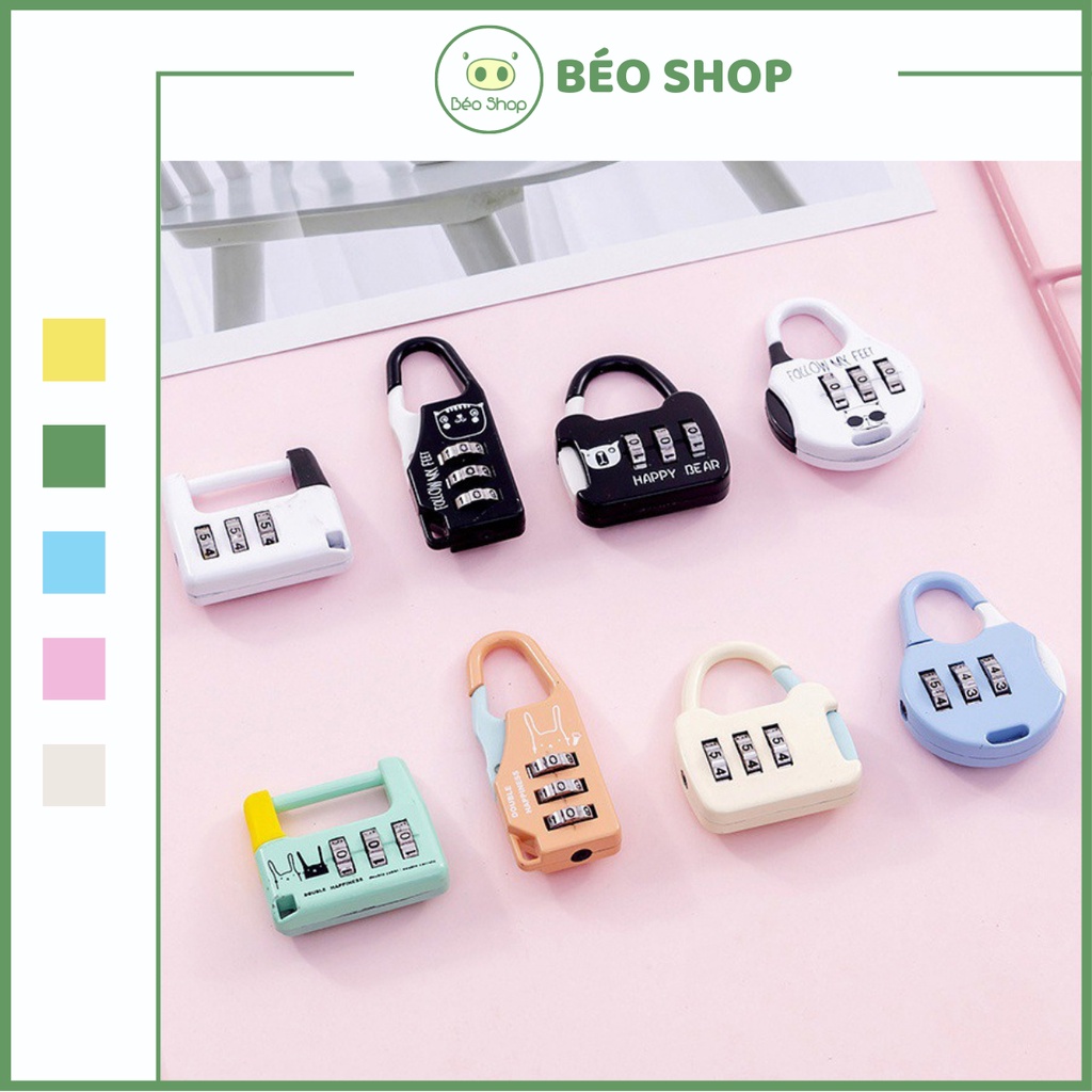 Ổ khoá số mini 3 số cao cấp Pkbeoshop khóa vali balo đi học có mật mã bảo vệ hành lý kiểu dáng nhỏ gọn chắc chắn