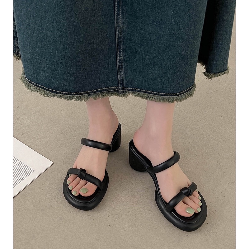 SANDAL DA ĐẾ CAO 5.5CM HỞ GÓT